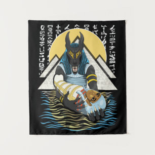 Anubis Ancient Egyptian God Illustration Tapestry