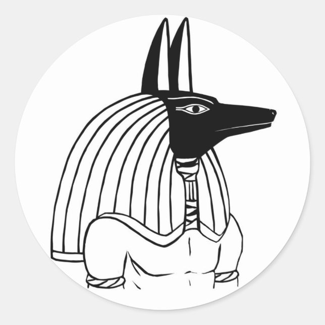Anubis black and white classic round sticker (Front)