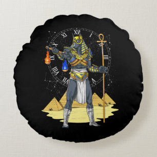Anubis Egyptian God Ancient Ankh Mythology Round Cushion