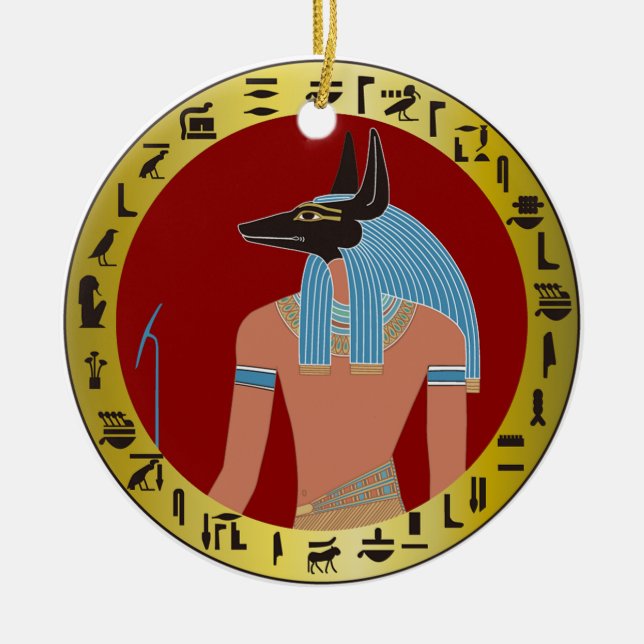 Anubis, Egyptian God Ceramic Tree Decoration (Front)