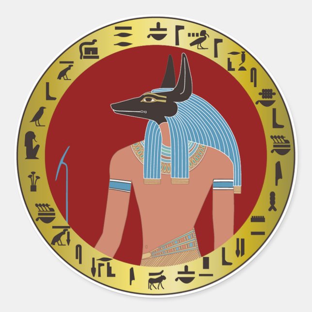 Anubis, Egyptian God Classic Round Sticker (Front)