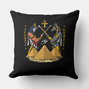 Anubis Egyptian God Ra Ankh Eye Of Horus Pyramids Cushion
