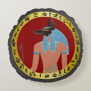 Anubis, Egyptian God Round Cushion
