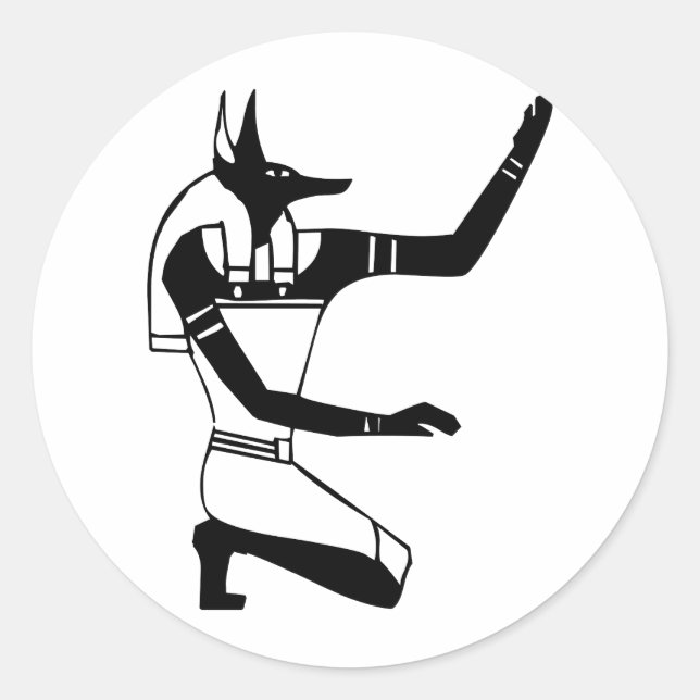 Anubis, Egyptian hieroglyph Classic Round Sticker (Front)