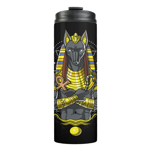 Anubis Egyptian Wolf God Egypt Ankh Mythology Thermal Tumbler (Front)