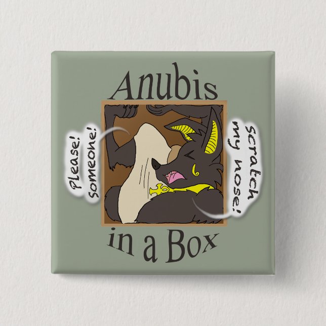 Anubis In A Box (Closed Eyes) 15 Cm Square Badge (Front)