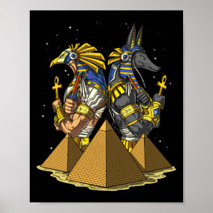Anubis Ra Egyptian Gods Ancient Pyramids Mythology Poster