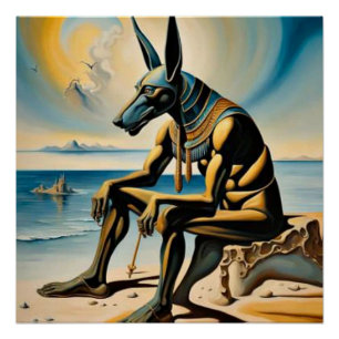 Anubis rests on the beach poster
