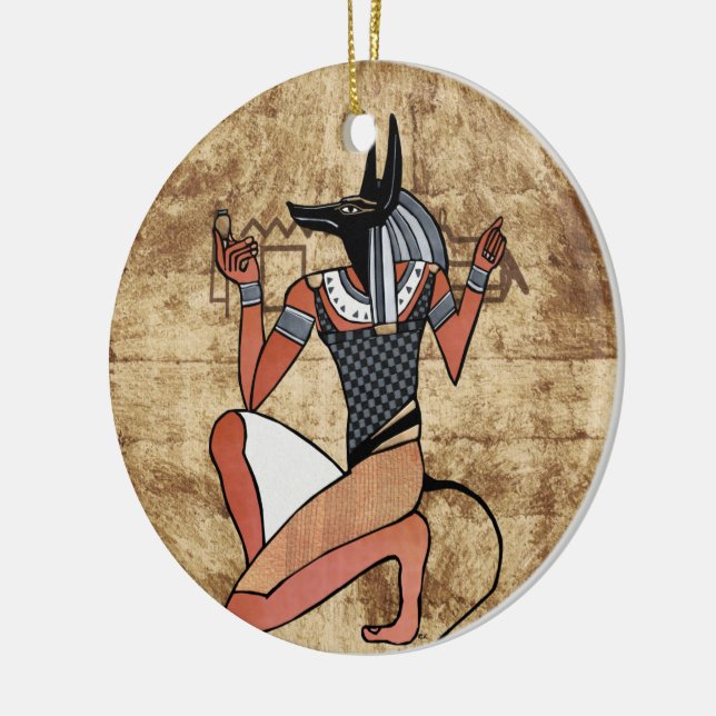 Anubis The Guardian Egyptian Ceramic Tree Decoration (Left)