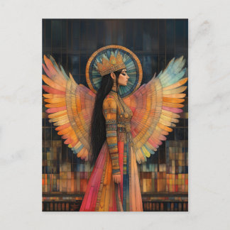 Anunnaki Star Goddess Inanna Abstract Mosaic Art Postcard