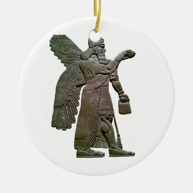 Anunnuki Ancient Sumerian Alien Extraterrestrial Ceramic Tree Decoration (Front)