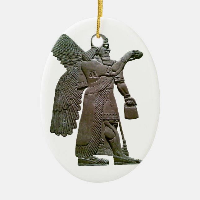 Anunnuki Ancient Sumerian Alien Extraterrestrial Ceramic Tree Decoration (Front)