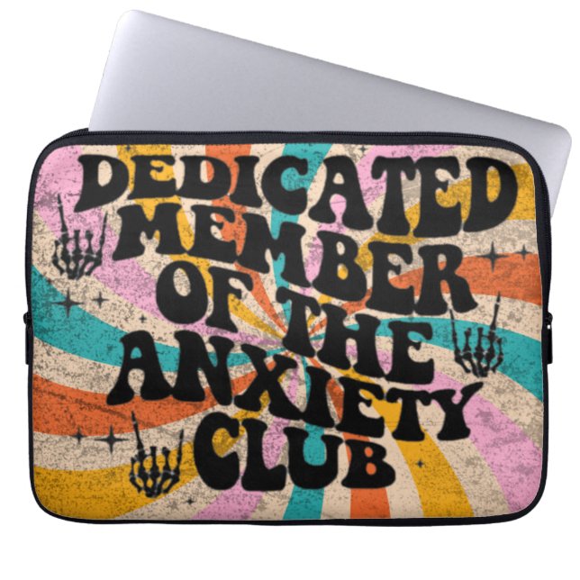 anxiety club member laptop sleeve (Front)