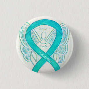 Anxiety Disorder Awareness Angel Teal Ribbon Pin