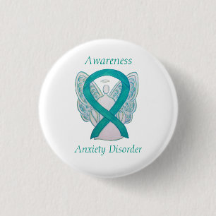 Anxiety Disorder Awareness Angel Teal Ribbon Pin