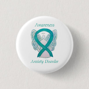Anxiety Disorder Awareness Angel Teal Ribbon Pin