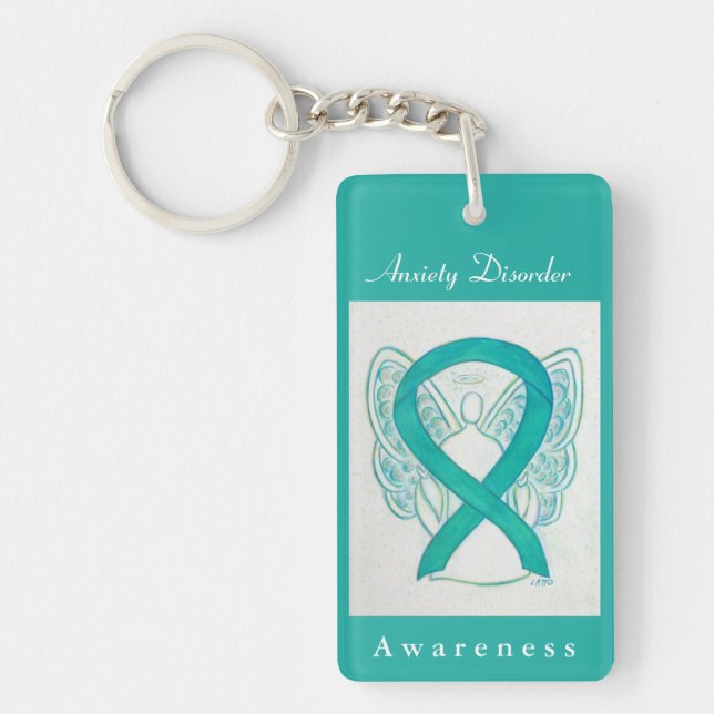 Anxiety Disorder Awareness Ribbon Angel Keychain (Front)