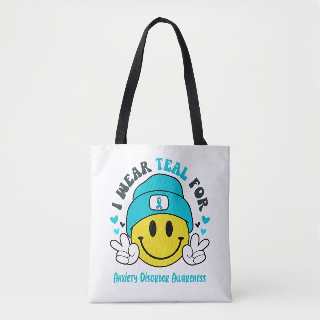 Anxiety Disorder Awareness Ribbon Support Gifts Tote Bag (Front)