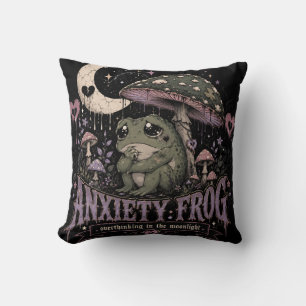 Anxiety Frog Overthinking Moonlight Design Cushion