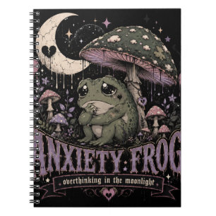 Anxiety Frog Overthinking Moonlight Design Notebook