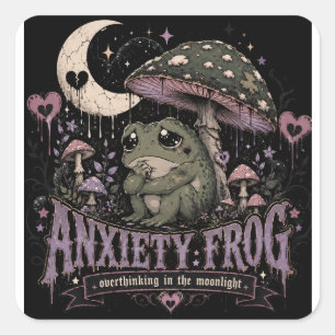 Anxiety Frog Overthinking Moonlight Design Square Sticker