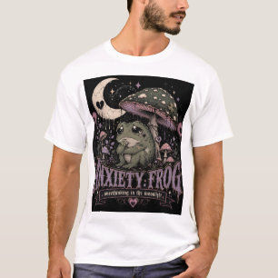 Anxiety Frog Overthinking Moonlight Design T-Shirt