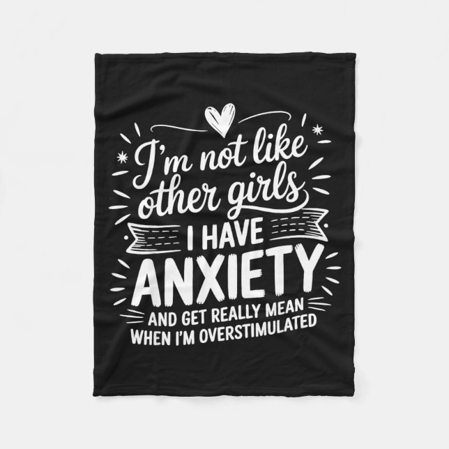 Anxiety Humor For Women With Overstimulation  Fleece Blanket (Front)