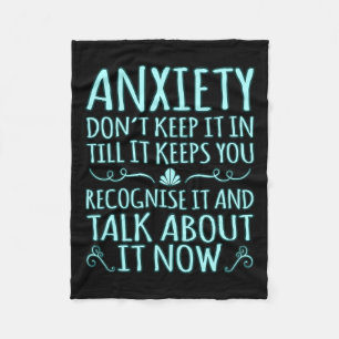 Anxiety Talk About It Ptsd Awareness Ribbon Suppor Fleece Blanket