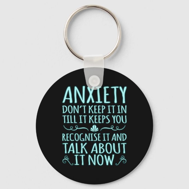 Anxiety Talk About It Ptsd Awareness Ribbon Suppor Key Ring (Front)