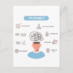 Anxiety Tips Minimal Mental Health Art Postcard