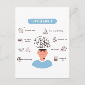 Anxiety Tips Minimal Mental Health Art Postcard
