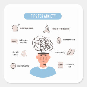 Anxiety Tips Minimal Mental Health Art Square Sticker