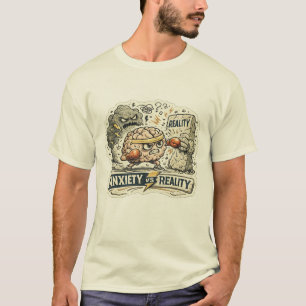 Anxiety vs Reality Funny Mental Health Humourous I T-Shirt