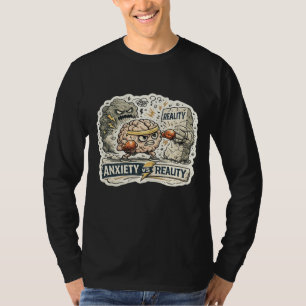Anxiety vs Reality Funny Mental Health Humourous I T-Shirt