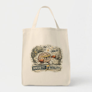 Anxiety vs Reality Funny Mental Health Humourous I Tote Bag