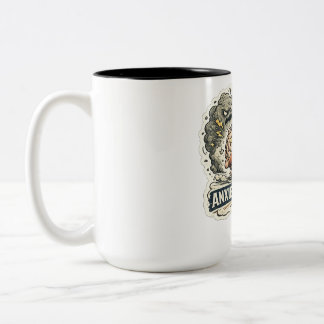 Anxiety vs Reality Funny Mental Health Humourous I Two-Tone Coffee Mug