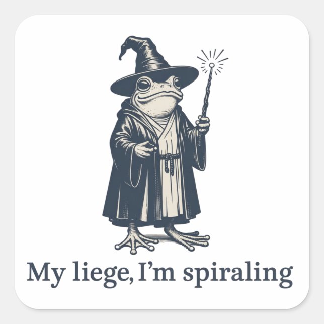 Anxious Frog Wizard Funny ADHD Neurodiversity  Square Sticker (Front)