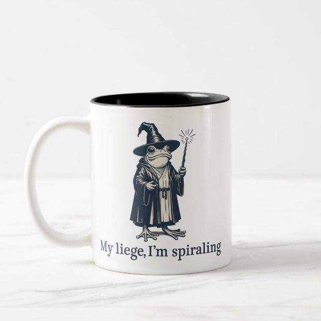 Anxious Frog Wizard Funny ADHD Neurodiversity  Two-Tone Coffee Mug (Left)