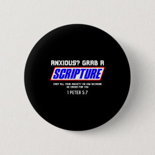 Anxious_ Grab Scripture Christian Mental Health Bi 6 Cm Round Badge