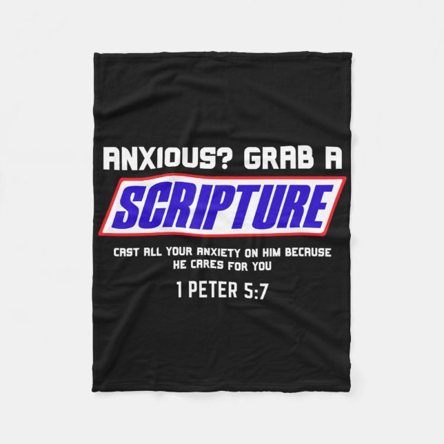 Anxious Grab Scripture Christian Mental Health Bib Fleece Blanket (Front)