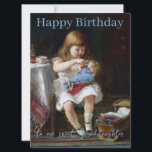 Anxious little mother Happy birthday Granddaughter<br><div class="desc">A little girl giving her sick doll medicine</div>