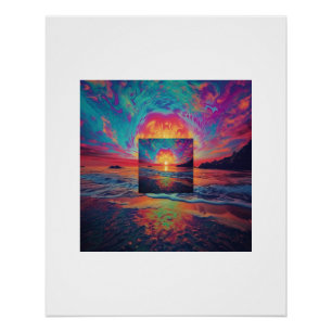 Anxious Melting Faces Cosmic Swirl Poster