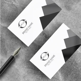 Any 3 Colours Geometric w/Logo Blk on White ID812 Business Card