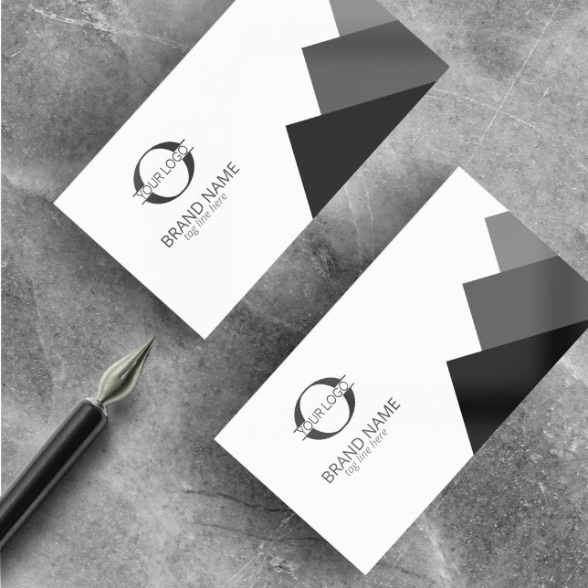 Any 3 Colours Geometric w/Logo Blk on White ID812 Business Card (Creator Uploaded)