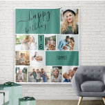 Any Age 10 Photo Collage Personalised Green Tapestry<br><div class="desc">16th Birthday Photo backdrop (editable for any age) personalised with 10 of your favourite photos, any age and name. The template is set up for you to add your pictures working in rows from left to right. Your photos are displayed in a mix of portrait, square and landscape formats to...</div>