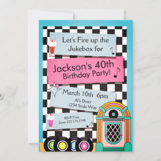 Any Age, 1950's Diner Birthday Invitation