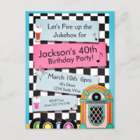 Any Age, 1950's Diner Birthday Invitation