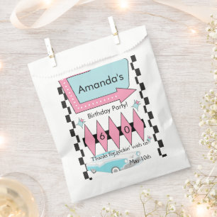 Any Age, 1950's Diner Birthday Thank You Favour Bags