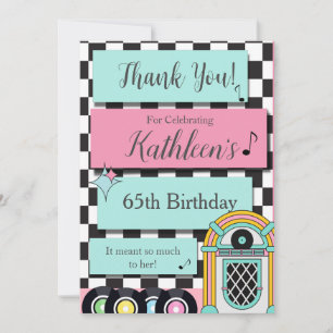 Any Age,1950's Retro Birthday Thank You Card