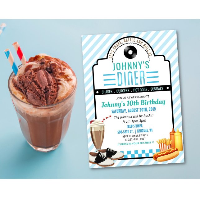 ANY AGE - 1950's Retro Diner Birthday Invitation (Creator Uploaded)